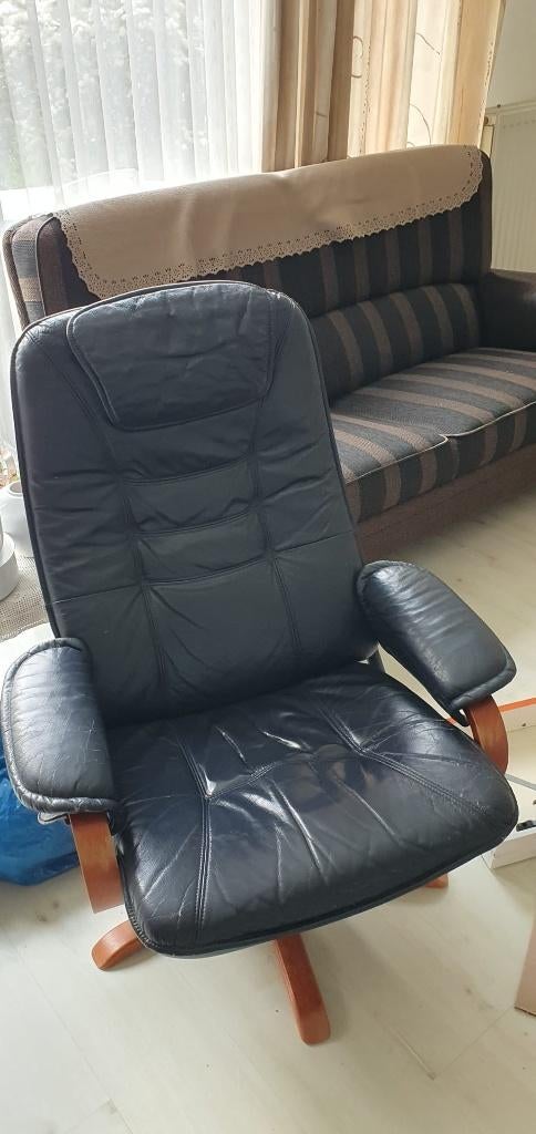 stoel, Huis en Inrichting, Stoelen, Ophalen, Gebruikt, Blauw, Leer