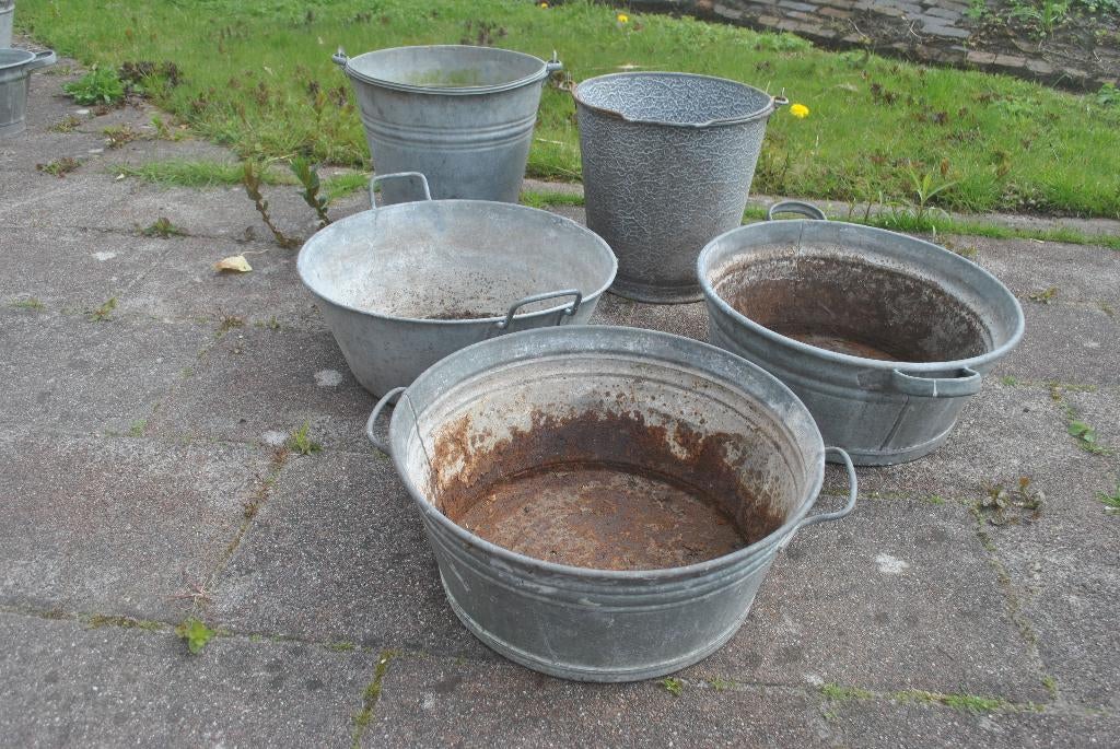 Plantenbakken, 3 bakken met 2 emmers, Tuin en Terras, Ophalen, Gebruikt, Minder dan 30 cm, Minder dan 60 cm