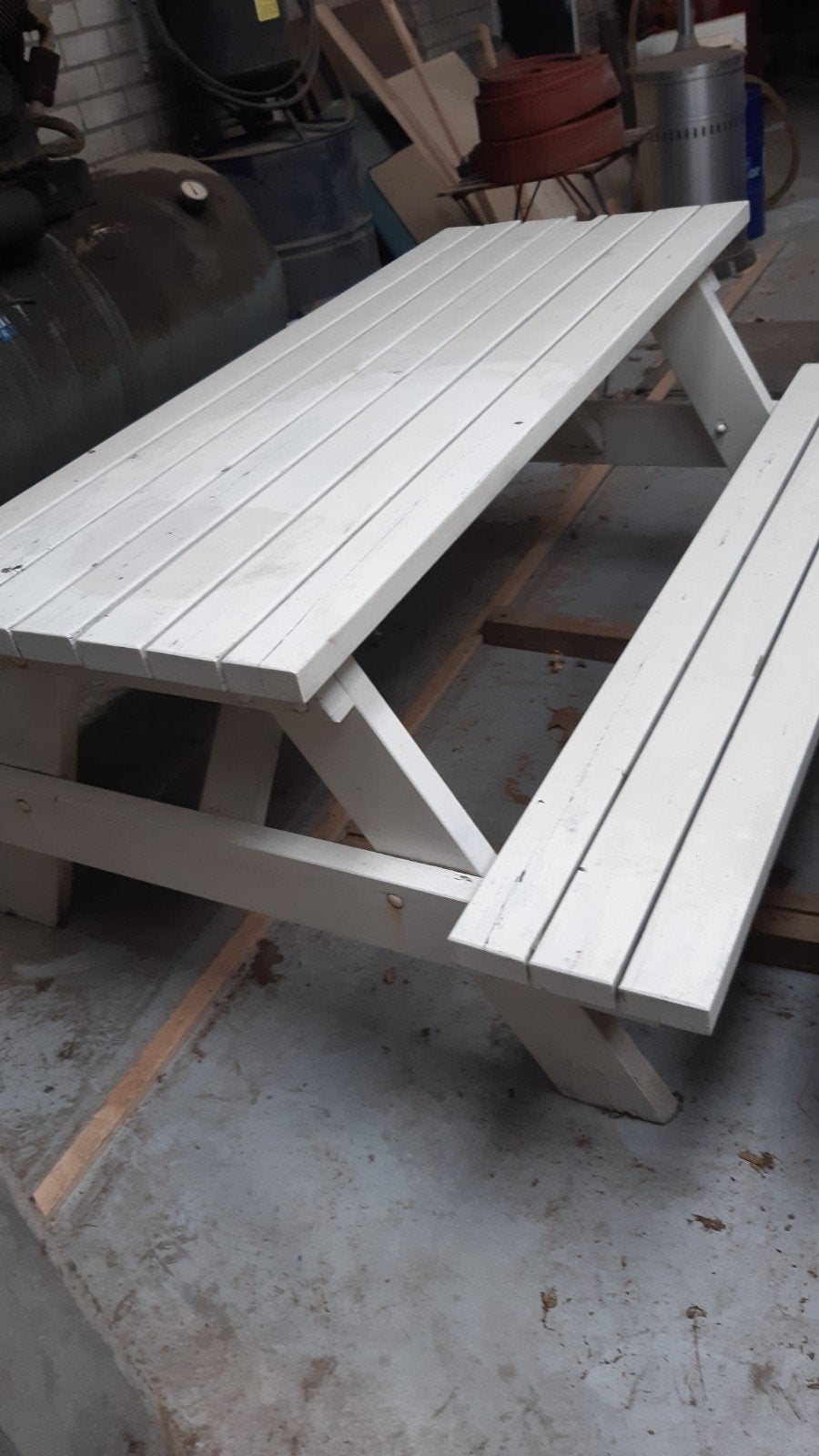 Degelijke picknick tafel, Ophalen, Gebruikt, Rechthoekig, Hout