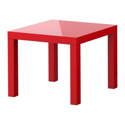 2x Rode IKEA LACK bijzettafel -, Ophalen, Minder dan 45 cm, Gebruikt, Vierkant