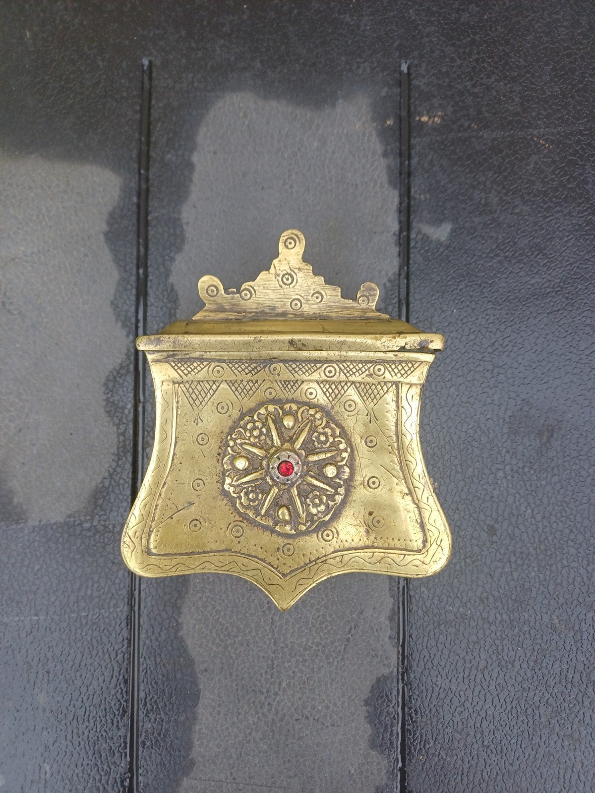Antieke orginele gun poudet brass ottoman lees de advertenti, Ophalen of Verzenden, Landmacht