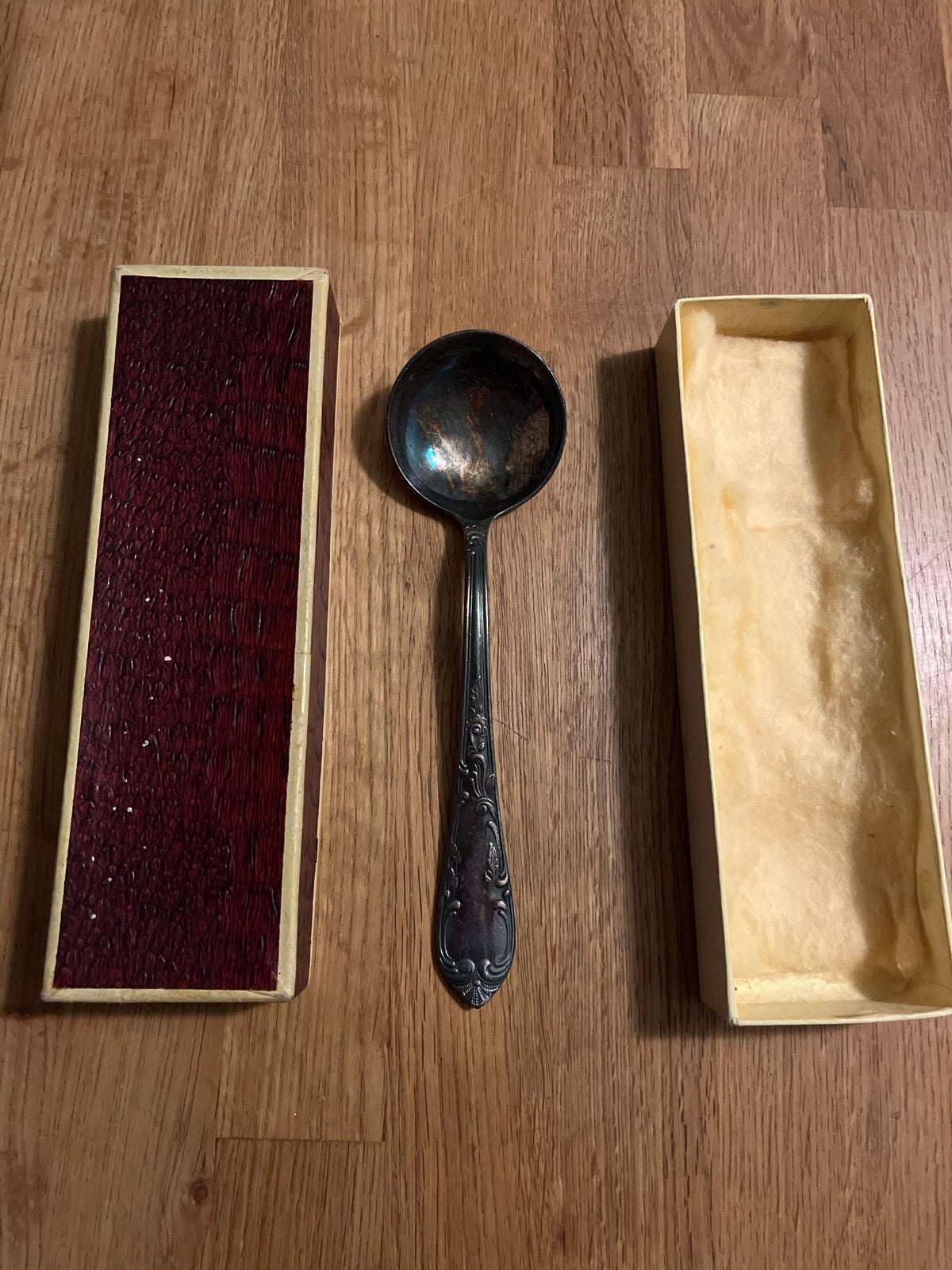 Antieke eet/kinderlepel zilver in originele doos, Ophalen of Verzenden