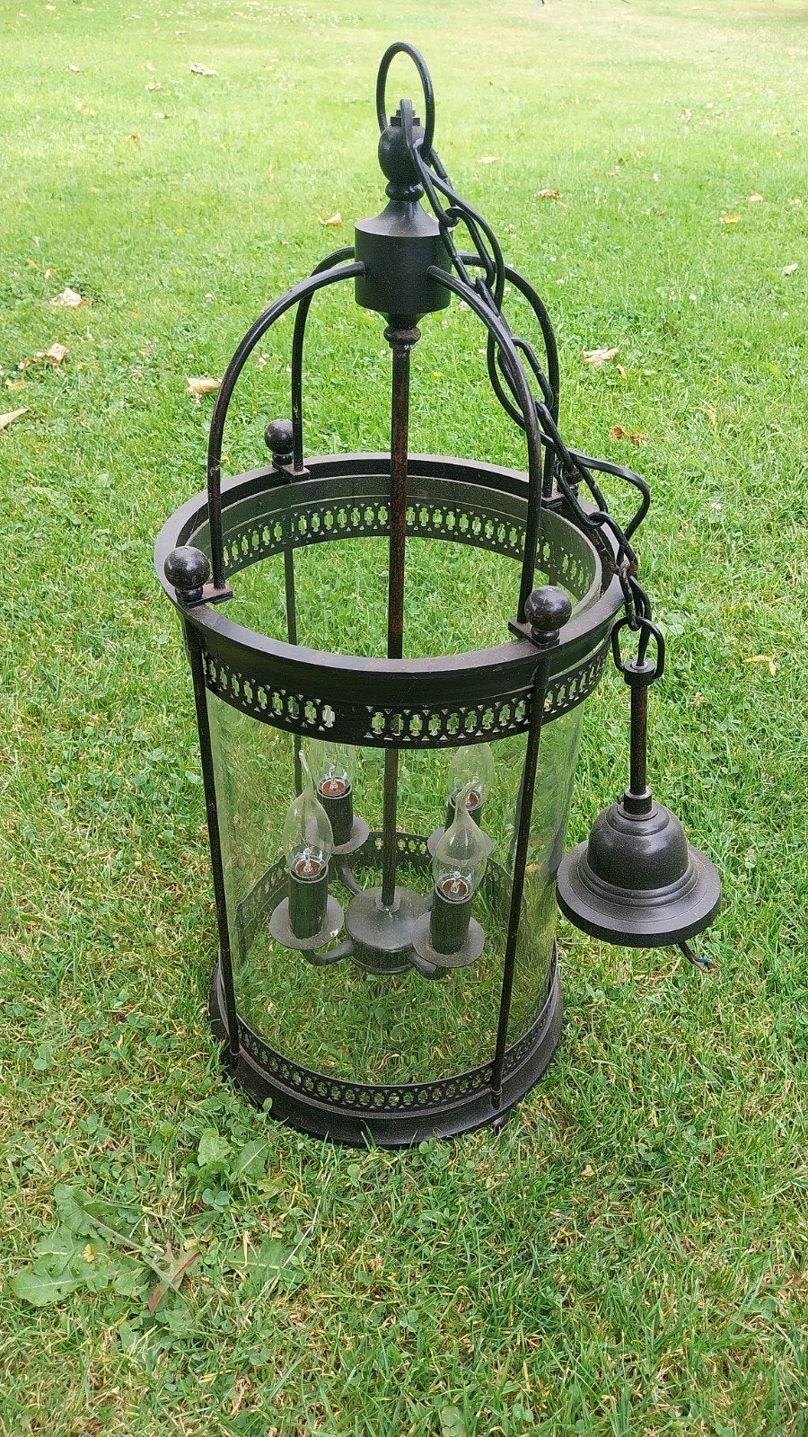 Set van 3 Antieke Lantaarns met Glazen Cilinder, Gebruikt, E14 (klein), Glas, Antiek, Klassiek