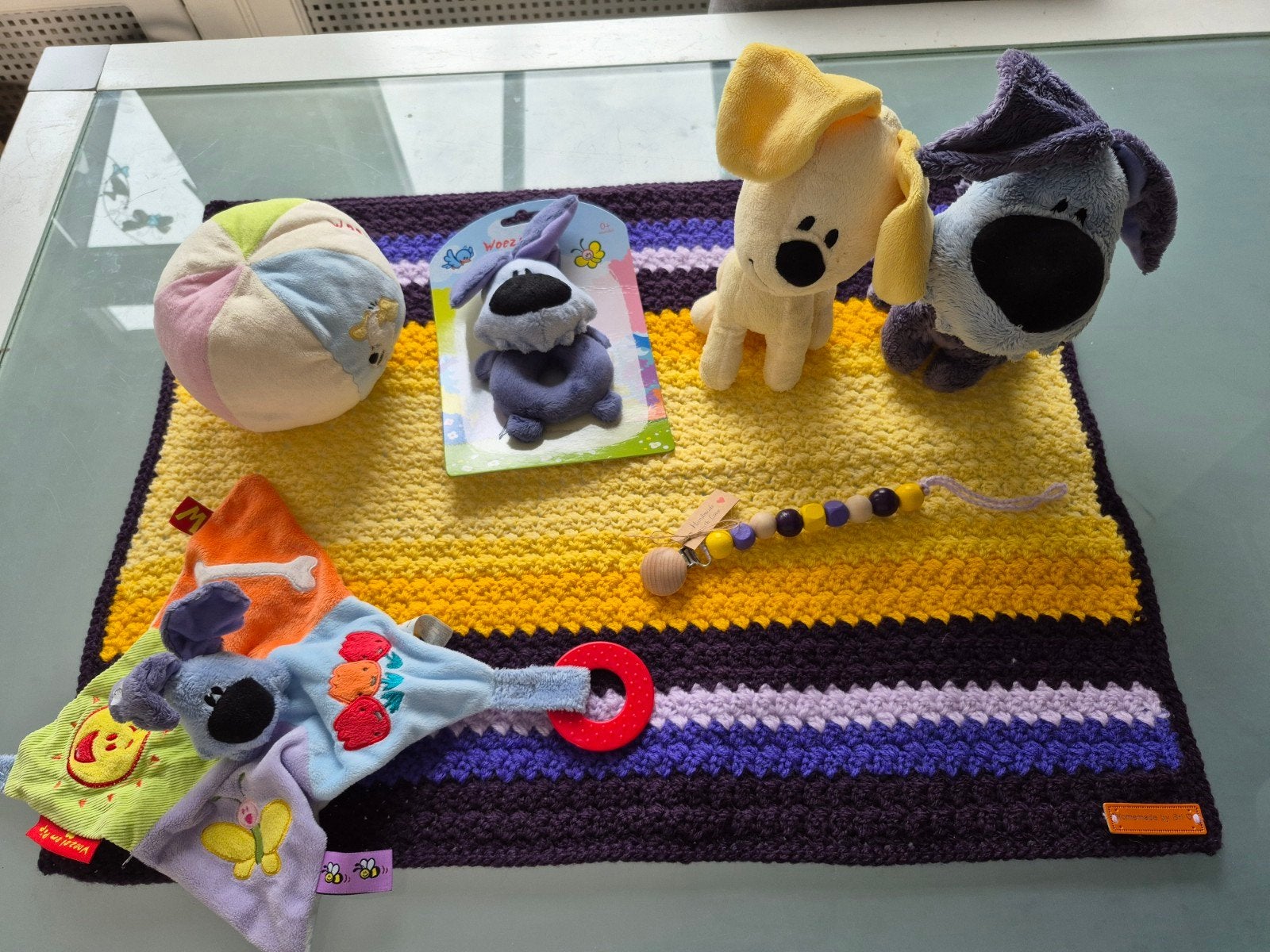 Handgehaakt babydekentje set Woezel en Pip, Nieuw, Meerkleurig, Handgemaakt, Deken