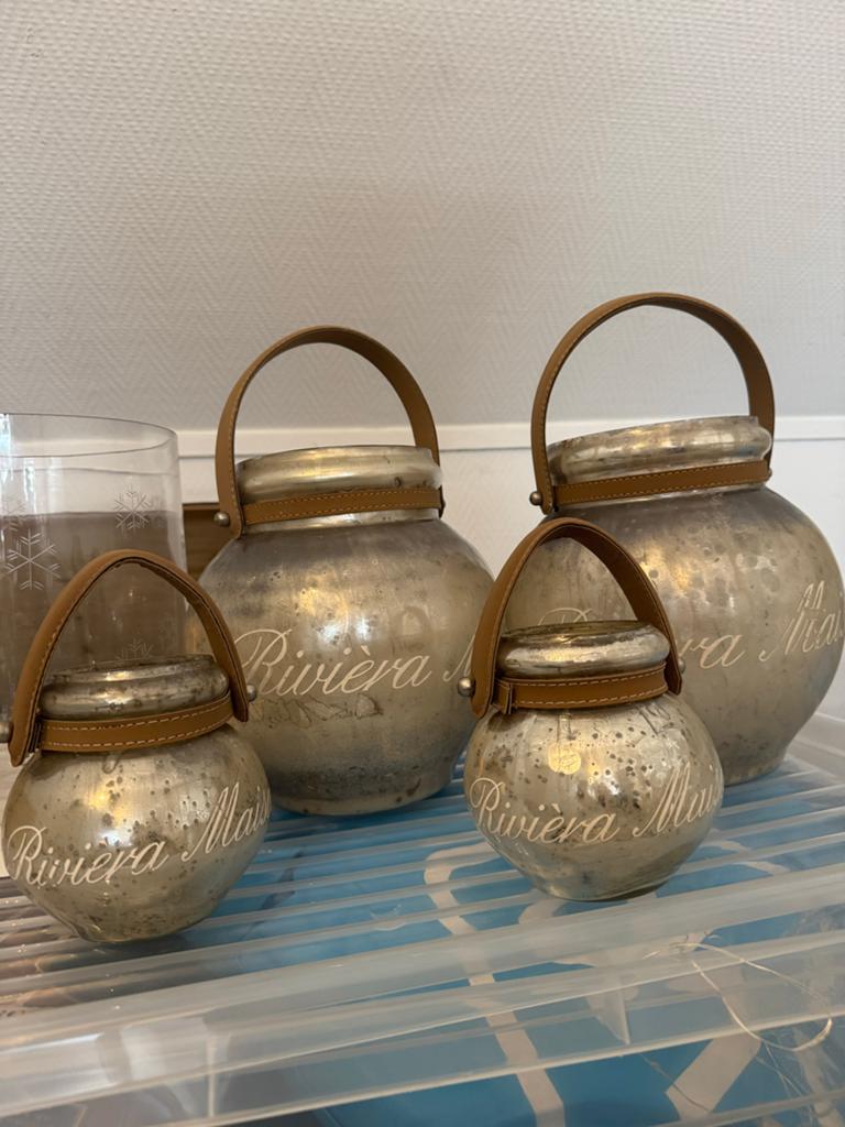 4 Riviera Maison hurricanes kerst collectie, Ophalen, Gebruikt, Landelijk, Glas