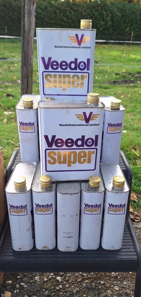 12 vintage Veedol Super Olie blikken in originele doos️️️️⛽️, Ophalen of Verzenden, Gebruikt, Overige, Overige merken