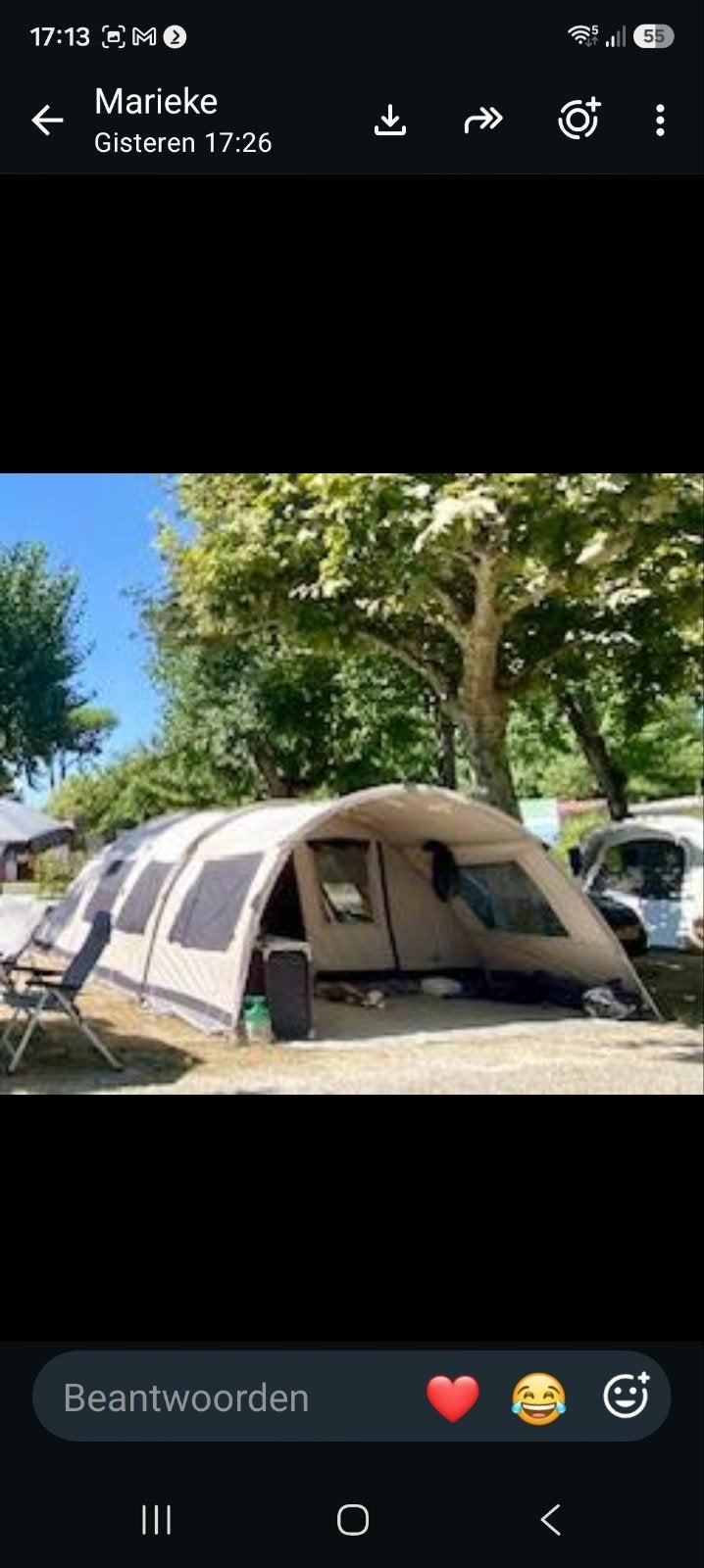 6 persoons tunneltent en Saris bagagewagen, Caravans en Kamperen, Tenten, Ophalen, Gebruikt