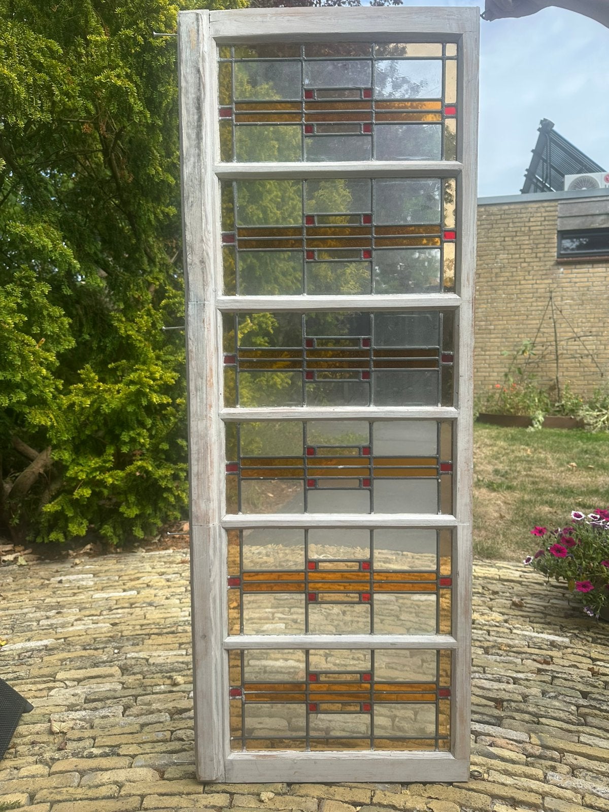 Mooi Glas in lood raam, Ophalen, Gevelraam of Ruit, Minder dan 80 cm, Glas in lood