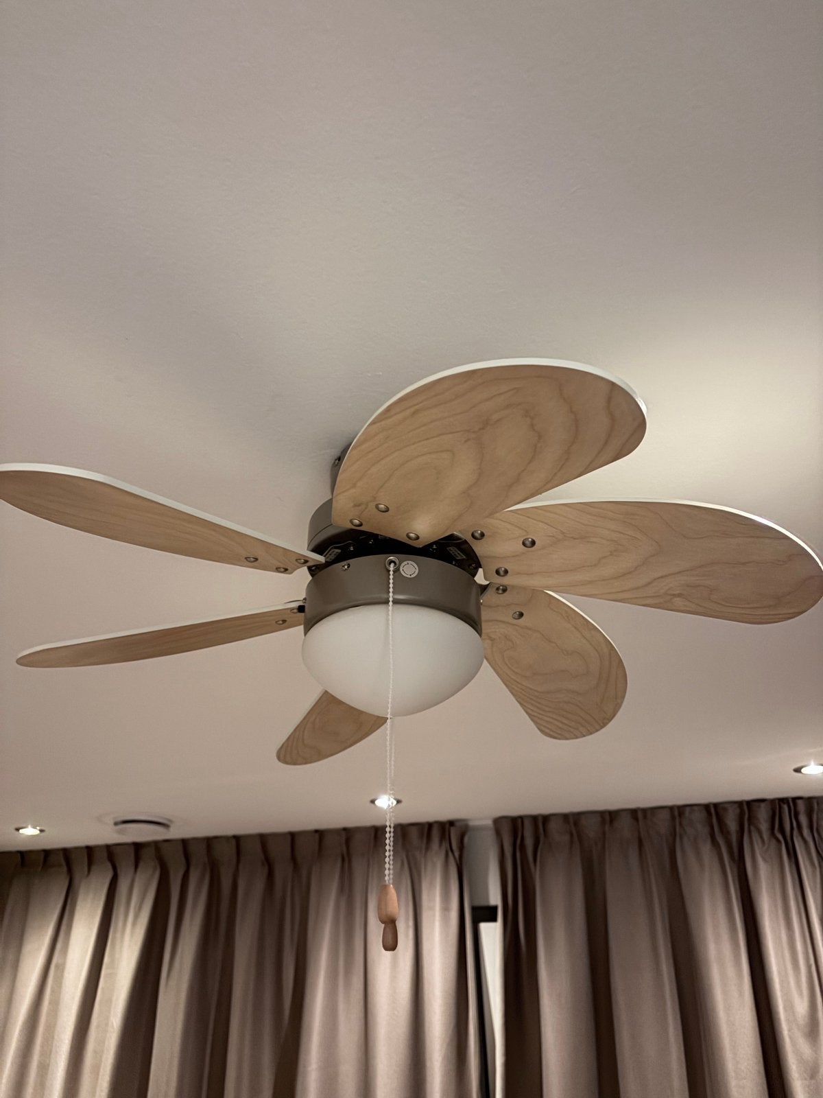 Plafondventilator met verlichting - Hout en Metaal, Huis en Inrichting, Ophalen, Gebruikt, Meerkleurig, Rond