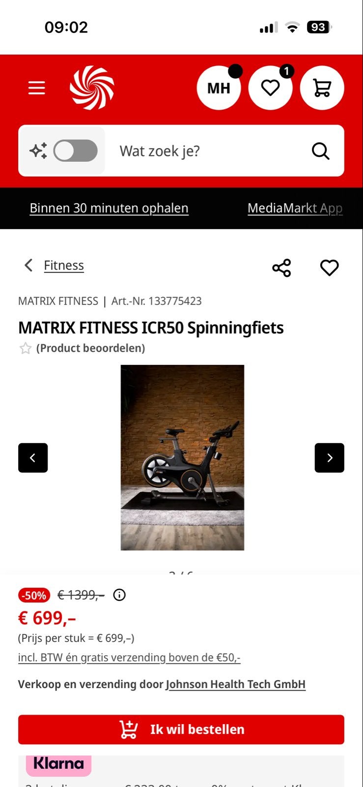 MATRIX FITNESS Spinningfiets - Zo goed als nieuw, Sport en Fitness, Spinningfiets, Ophalen of Verzenden, Zo goed als nieuw, Metaal