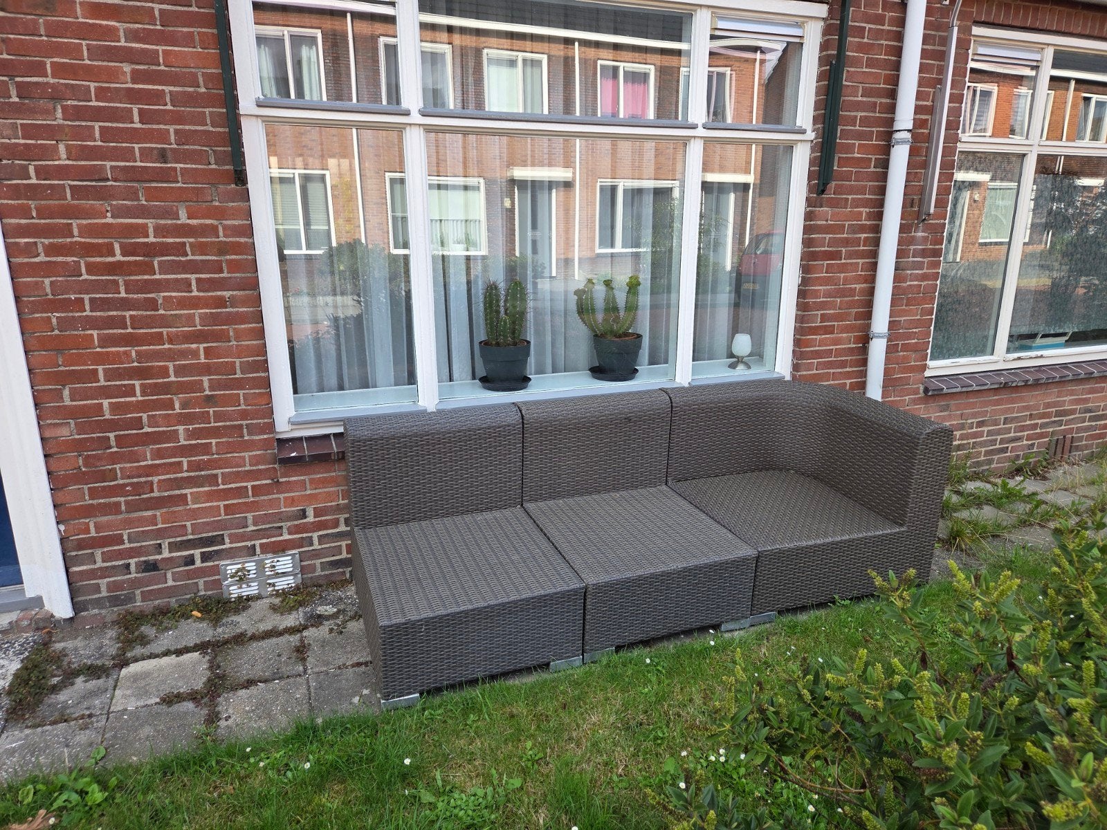 Tuinset / tuinbank 3-delig (zonder Kussens), Ophalen, Gebruikt, 3 zitplaatsen, Wicker
