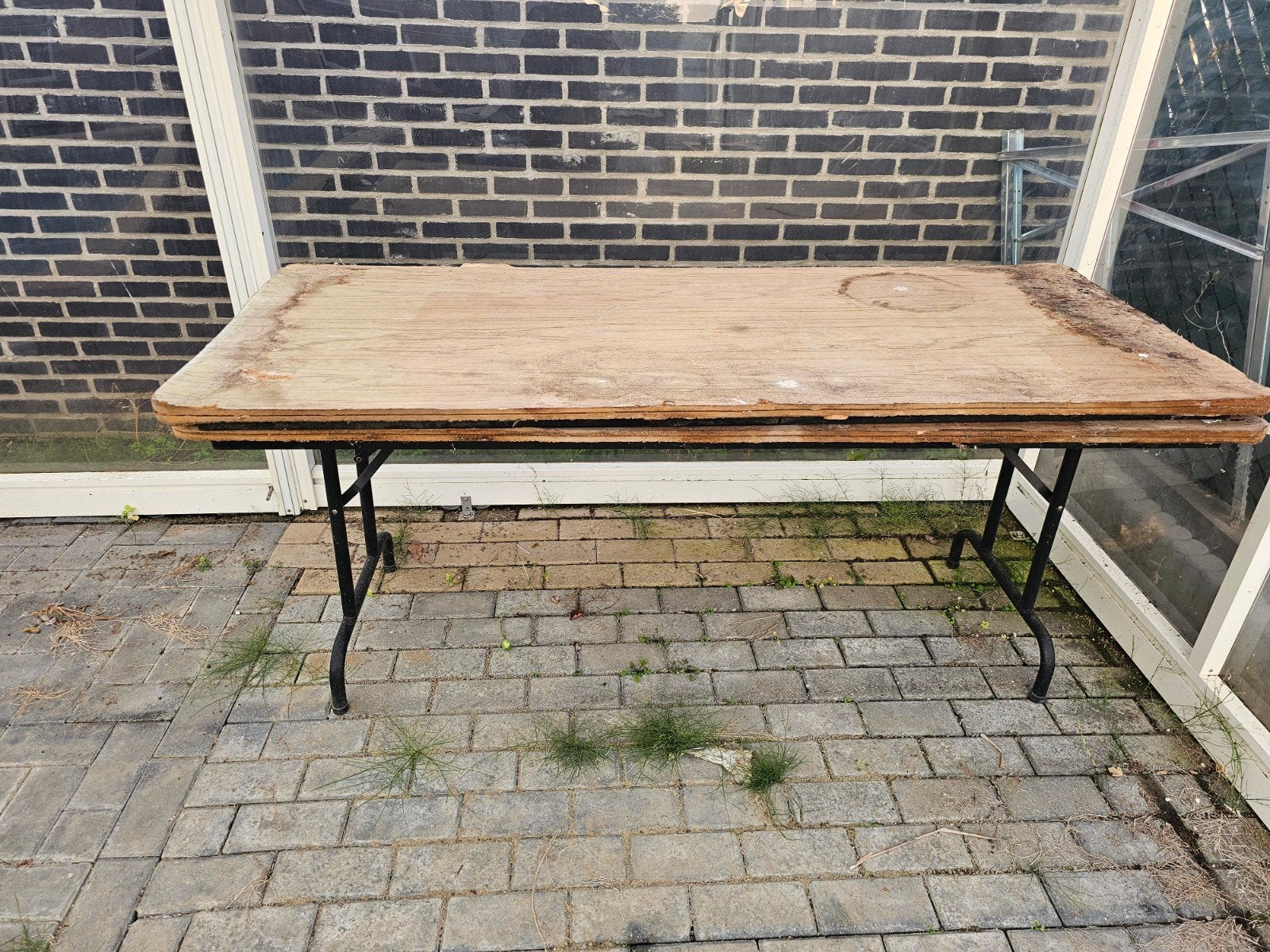 2 inklapbare tafels met houten blad, Ophalen, Gebruikt, Rechthoekig, Hout