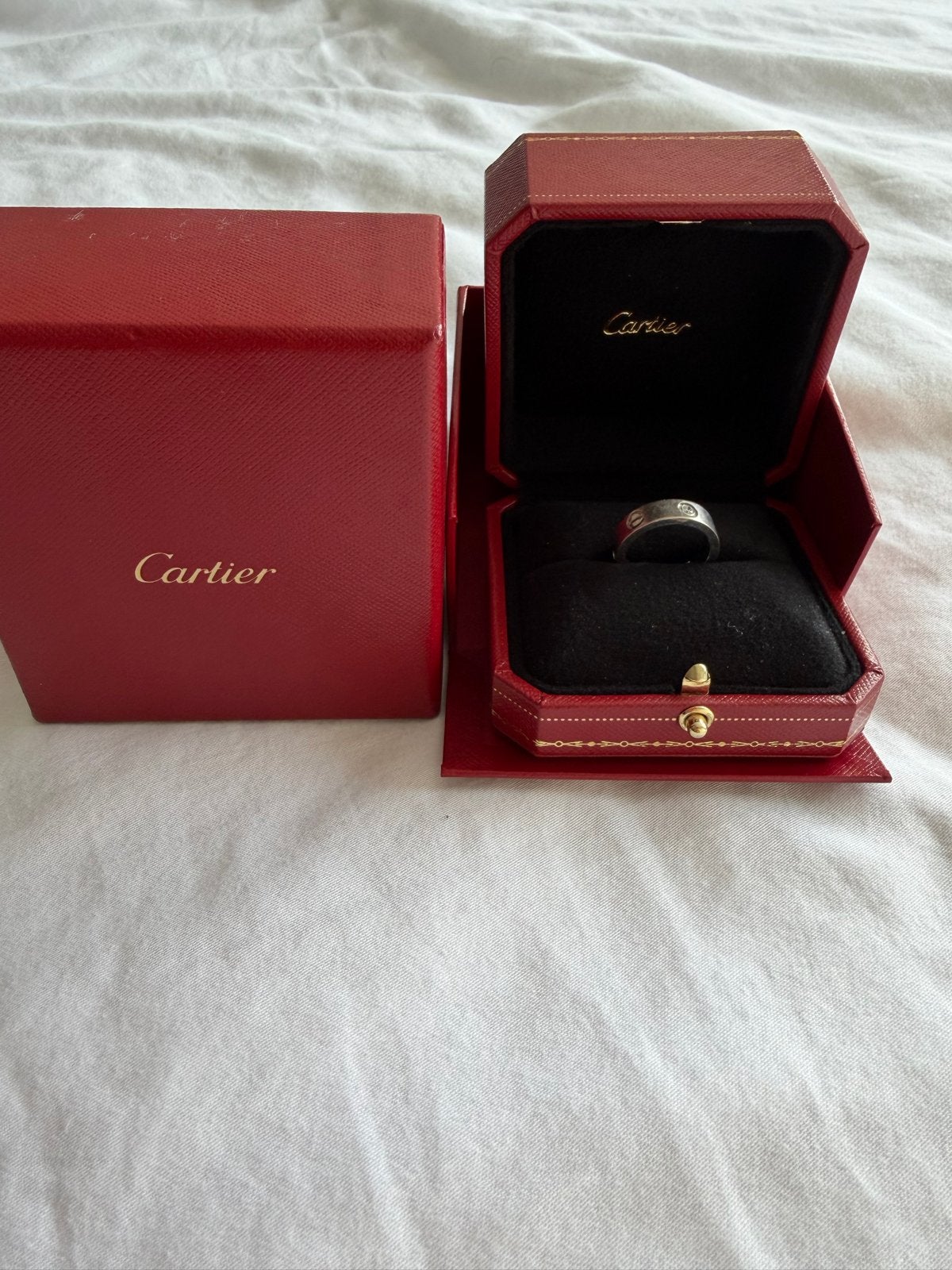 Cartier Love Ring 18K Witgoud met 3 Diamanten - Full Set, Sieraden, Tassen en Uiterlijk, Gebruikt, Wit, Ophalen of Verzenden, Dame of Heer