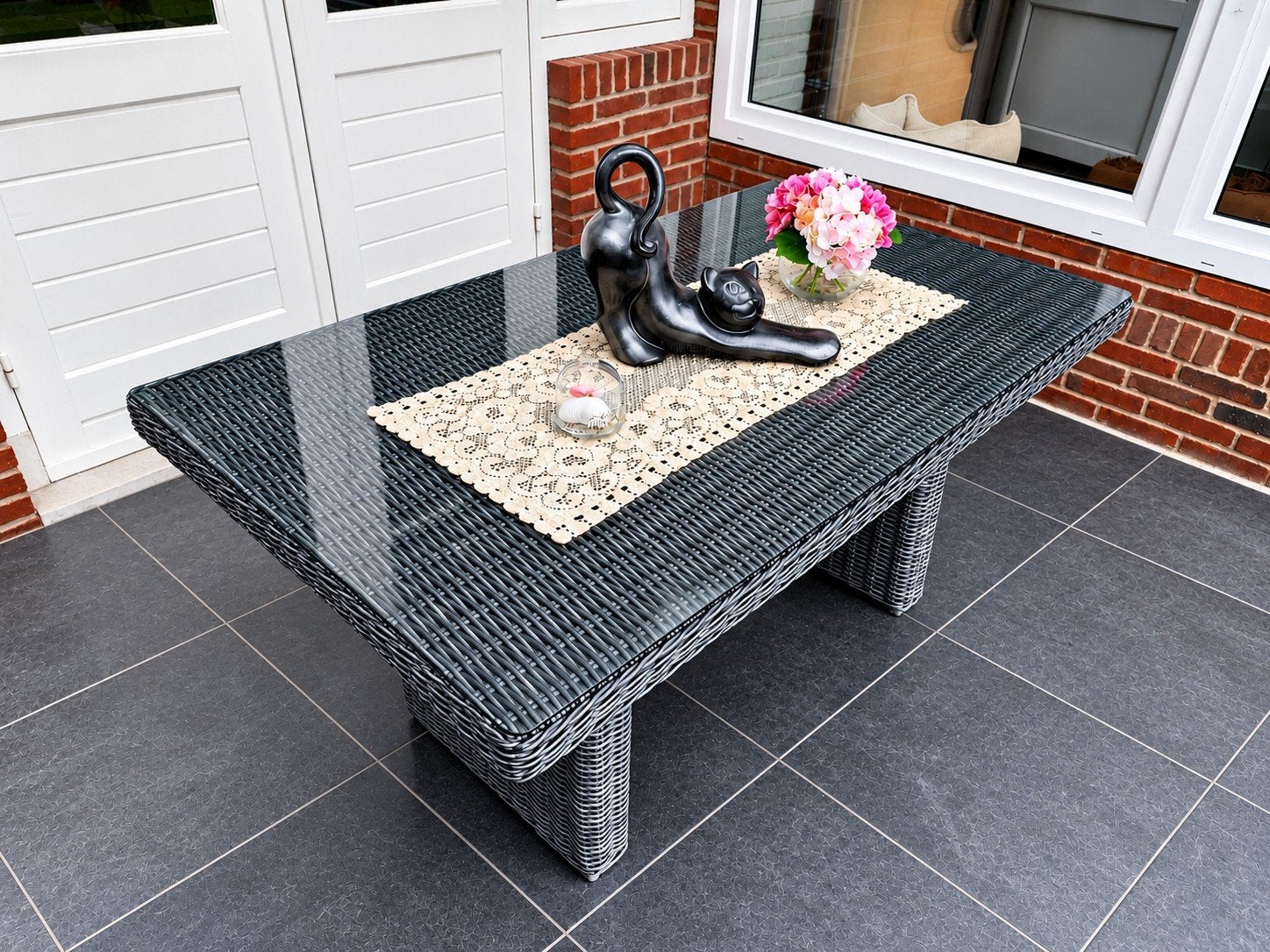 Tuintafel met glasplaat 140x80cm - Top staat, Ophalen