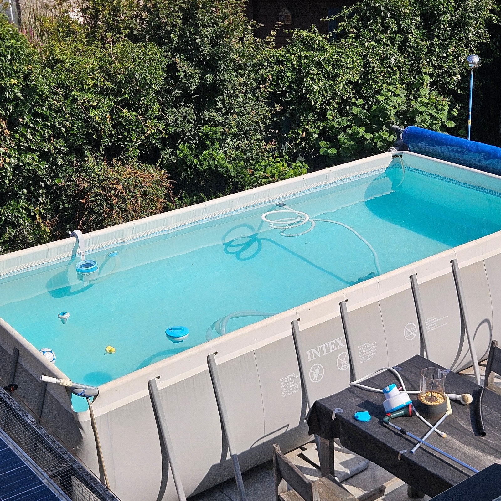 Opzetzwembad 549x274x132 cm met zandfilterpomp en verwarming, Tuin en Terras, Ophalen