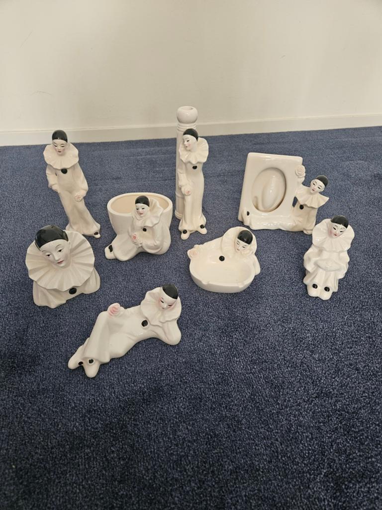Set van 8 Pierrot beeldjes - Vintage, Verzamelen, Ophalen of Verzenden, Zo goed als nieuw