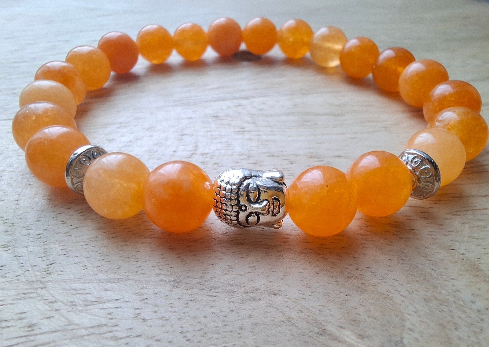 Armband buddha 8 mm natuursteen kralen oranje edelsteen, -, -, Nieuw, Ophalen of Verzenden