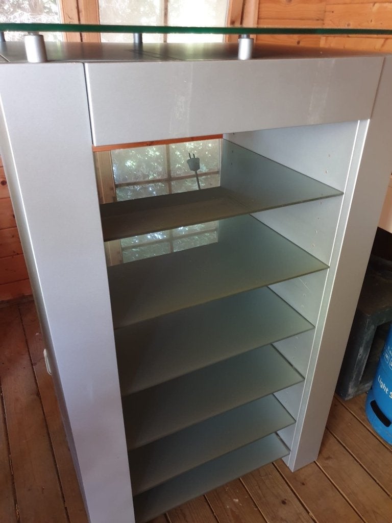 Audiomeubel, Huis en Inrichting, Kasten | Televisiemeubels, Zo goed als nieuw, 100 tot 150 cm, 50 tot 100 cm, 25 tot 50 cm, Glas
