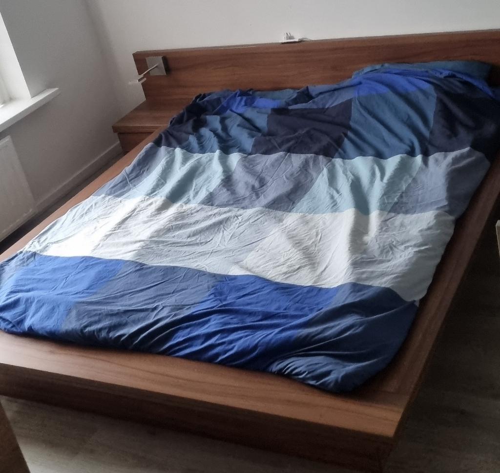 Futon bed, bedombouw. Japanse stijl bed, Ophalen, Bruin, Tweepersoons, Zo goed als nieuw