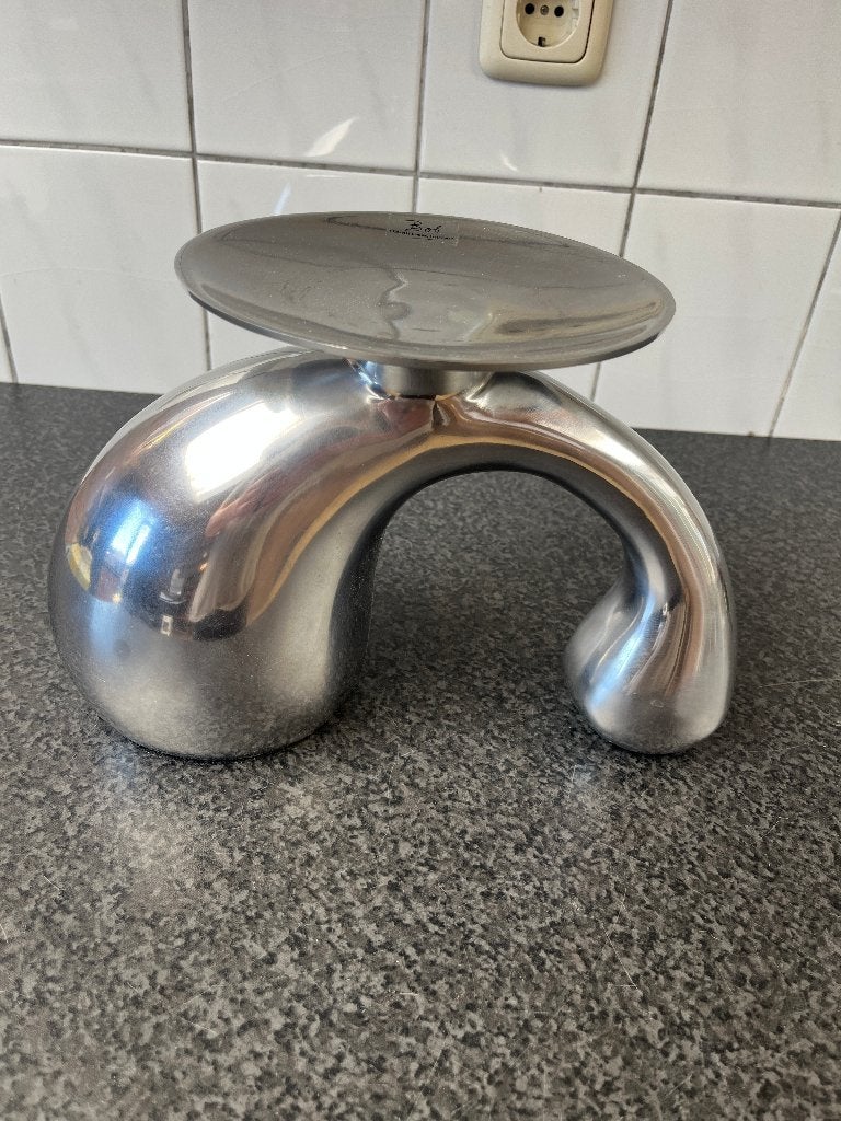BOB aluminium kandelaar . Model druppel ., Gebruikt, Ophalen of Verzenden, Metaal, Kandelaar