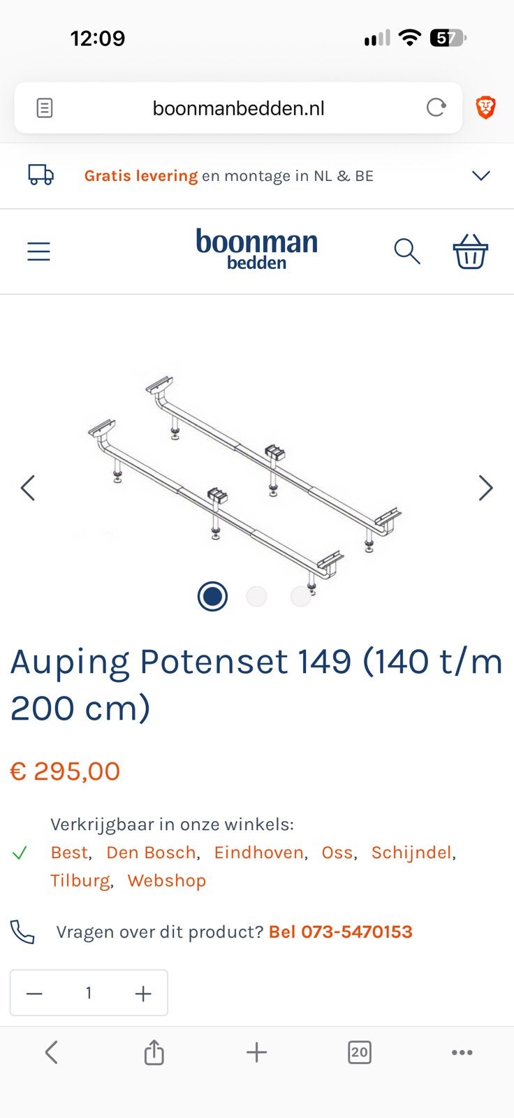 Auping Potenset 149 (140 t/m 200 cm), Ophalen of Verzenden
