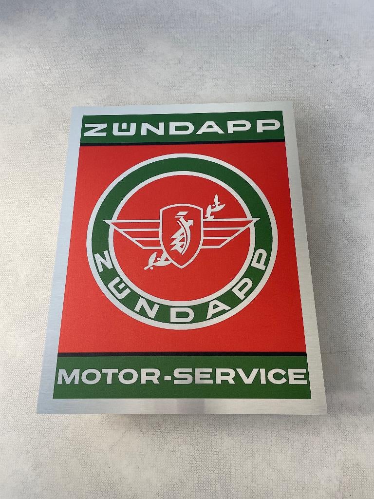 Reclamebord Zündapp motor-service logo, aluminium, 40x52 cm, Ophalen of Verzenden, Nieuw, Reclamebord