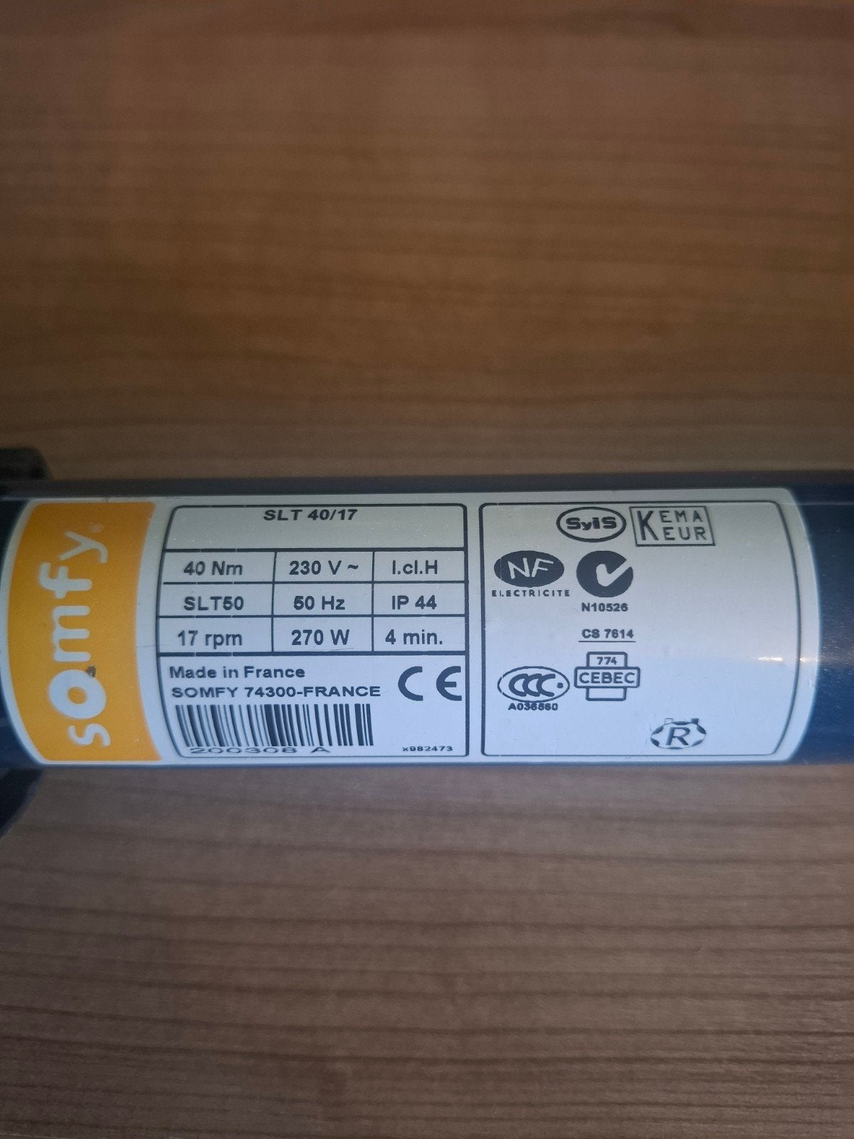 Somfy SLT 40/17 Buismotor, Overige kleuren, Minder dan 100 cm, Ophalen of Verzenden, Zo goed als nieuw