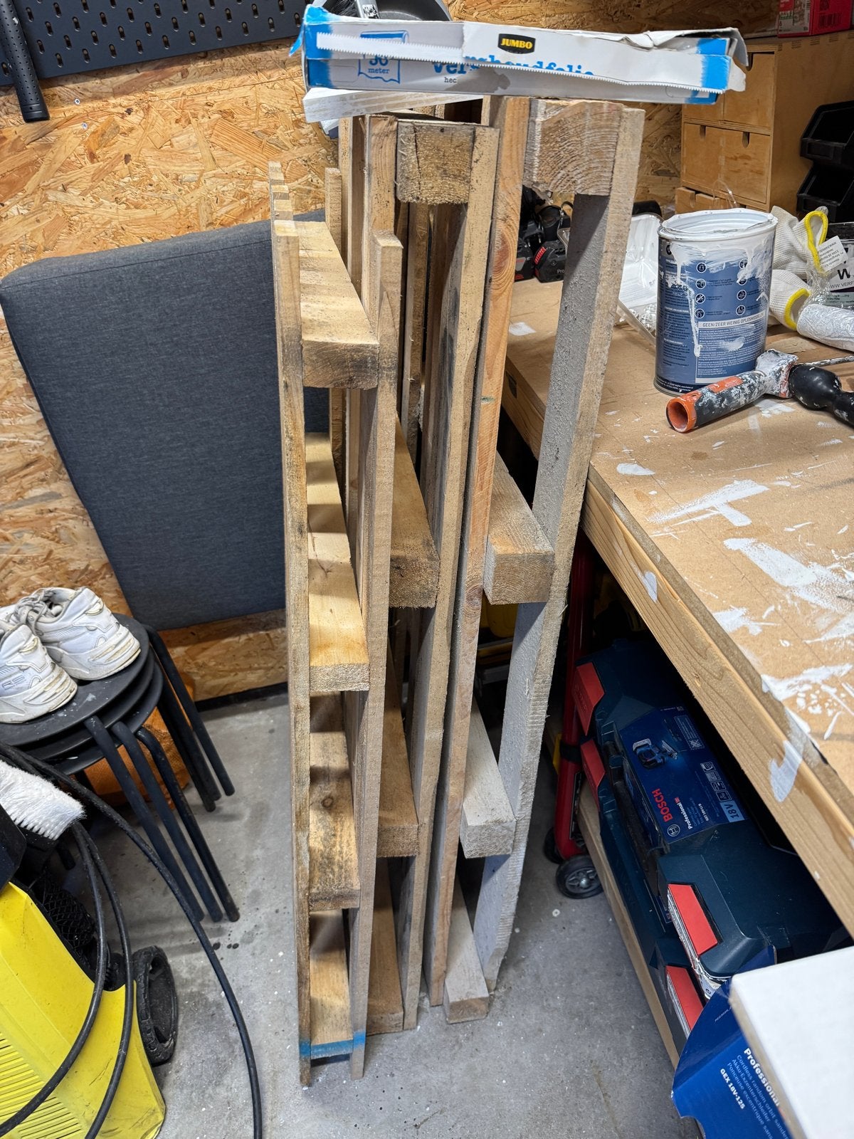 Houten pallets 3x - gratis af te halen, Ophalen, Gebruikt, 50 mm of meer, Pallet