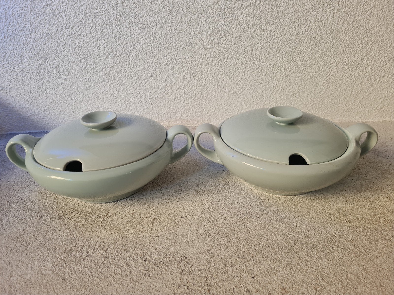 2x Royal Goedewaagen Gouda dekschalen, puntgaaf. kleur groen, Ophalen of Verzenden