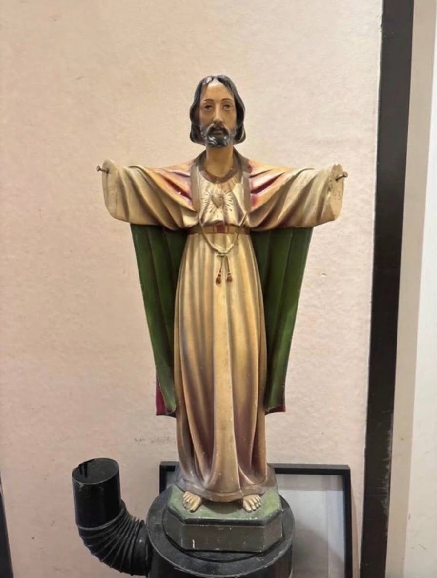 Vintage Gipsen Heilig Hart - Beeld van Jezus Christus, Ophalen of Verzenden
