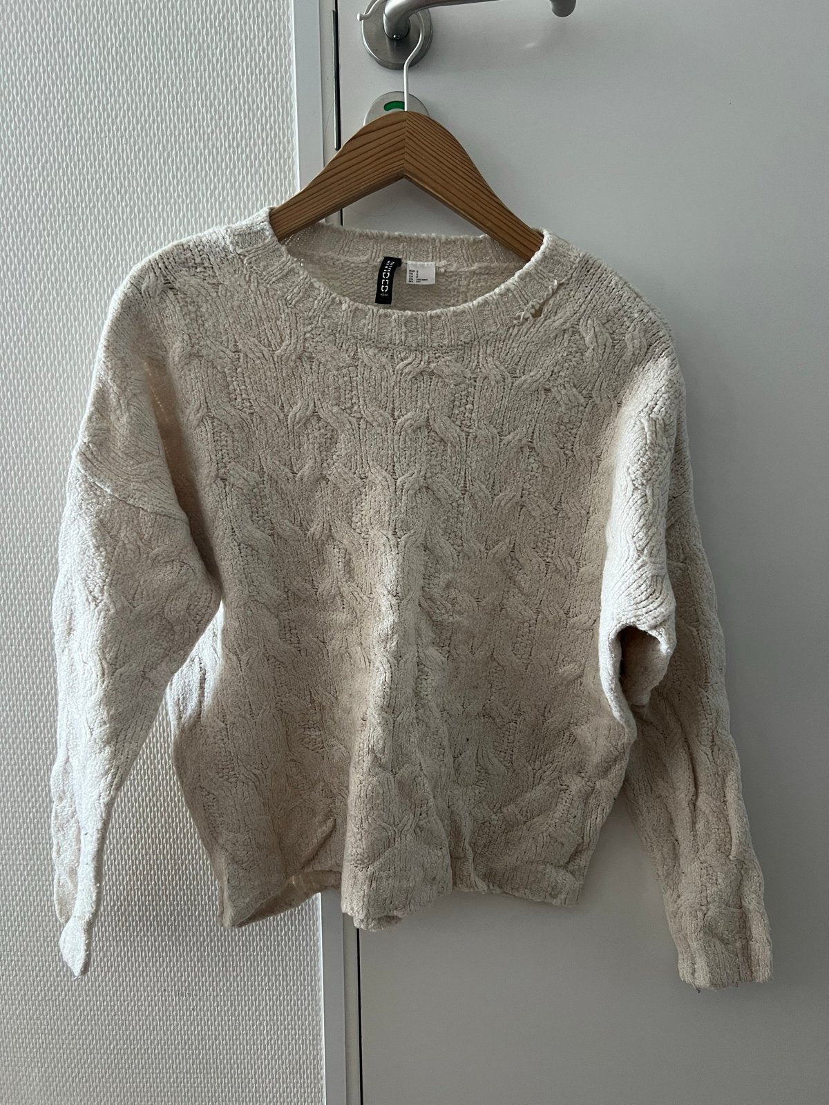 H&M Divided Crèmekleurige Kabelgebreide Trui, Ophalen, Zo goed als nieuw, Maat 36 (S)