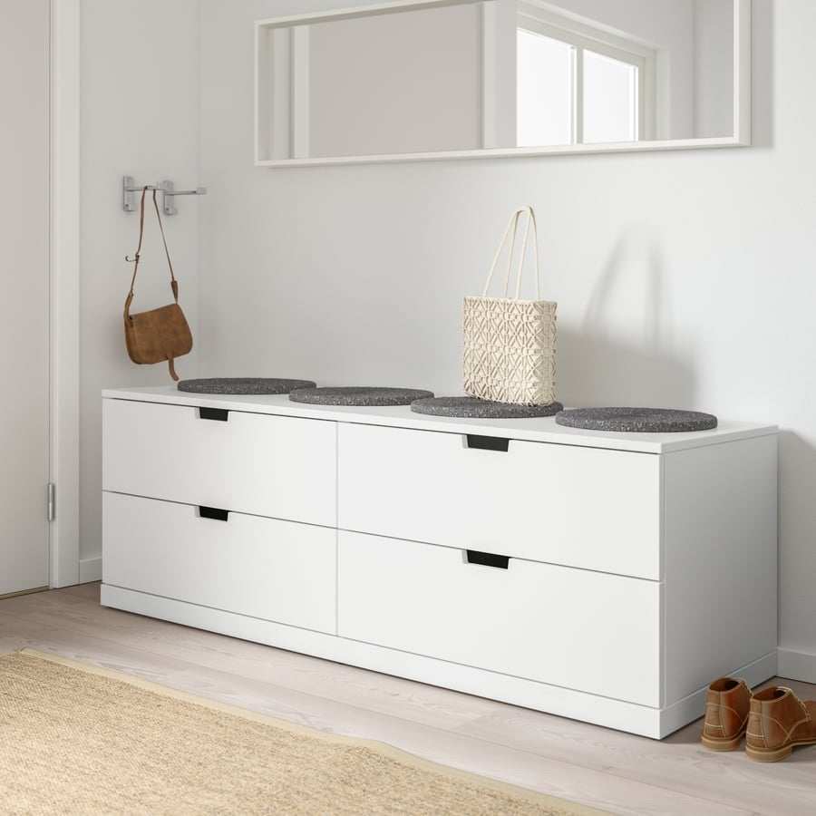 2x NORDLI Ladekast met 4 lades, wit, 160x54 cm, Huis en Inrichting, Kasten | Ladekasten, Ophalen, Gebruikt, 150 tot 200 cm, 3 of 4 laden