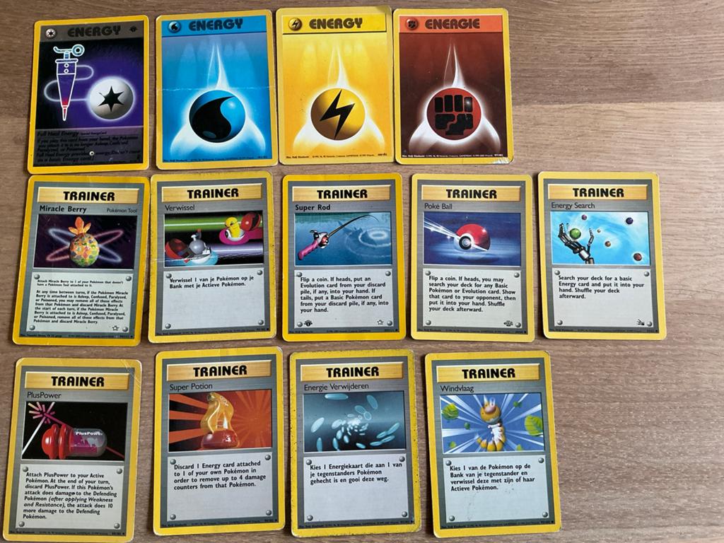 Pokémon TCG: Vintage Energie- en Trainerkaarten (13 stuks), Ophalen, Zo goed als nieuw, Meerdere kaarten