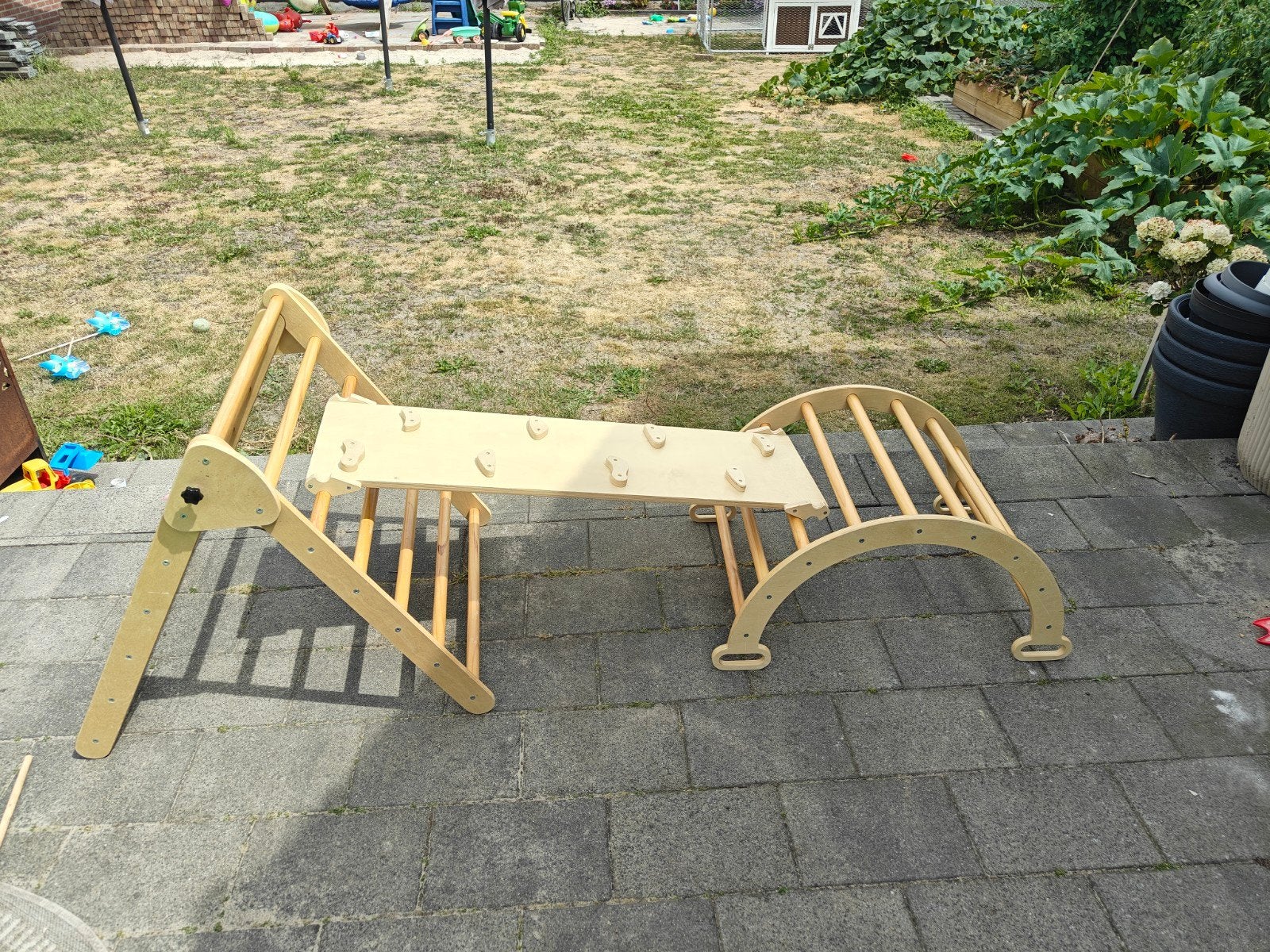 Houten Klimrek met Glijbaan en Klimboog, Ophalen, Zo goed als nieuw, Klimwand
