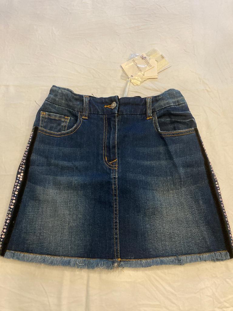 Monnalisa spijkerrok rozen glitter stenen nieuw maat 158 13y, Meisje, Nieuw, Ophalen of Verzenden, Jurk of Rok