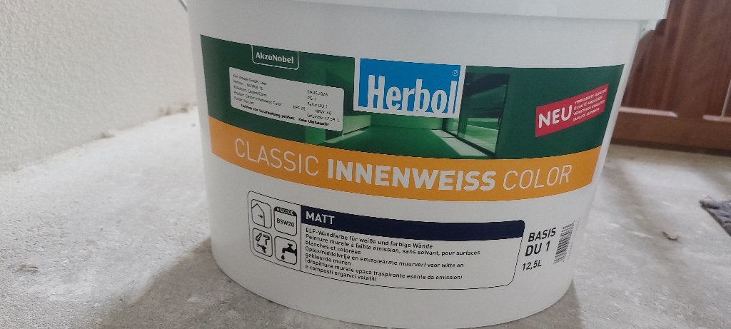 Muurverf zandkleur 2 emmers a 12,5L samen €160, Ophalen, Overige kleuren, Nieuw, Verf