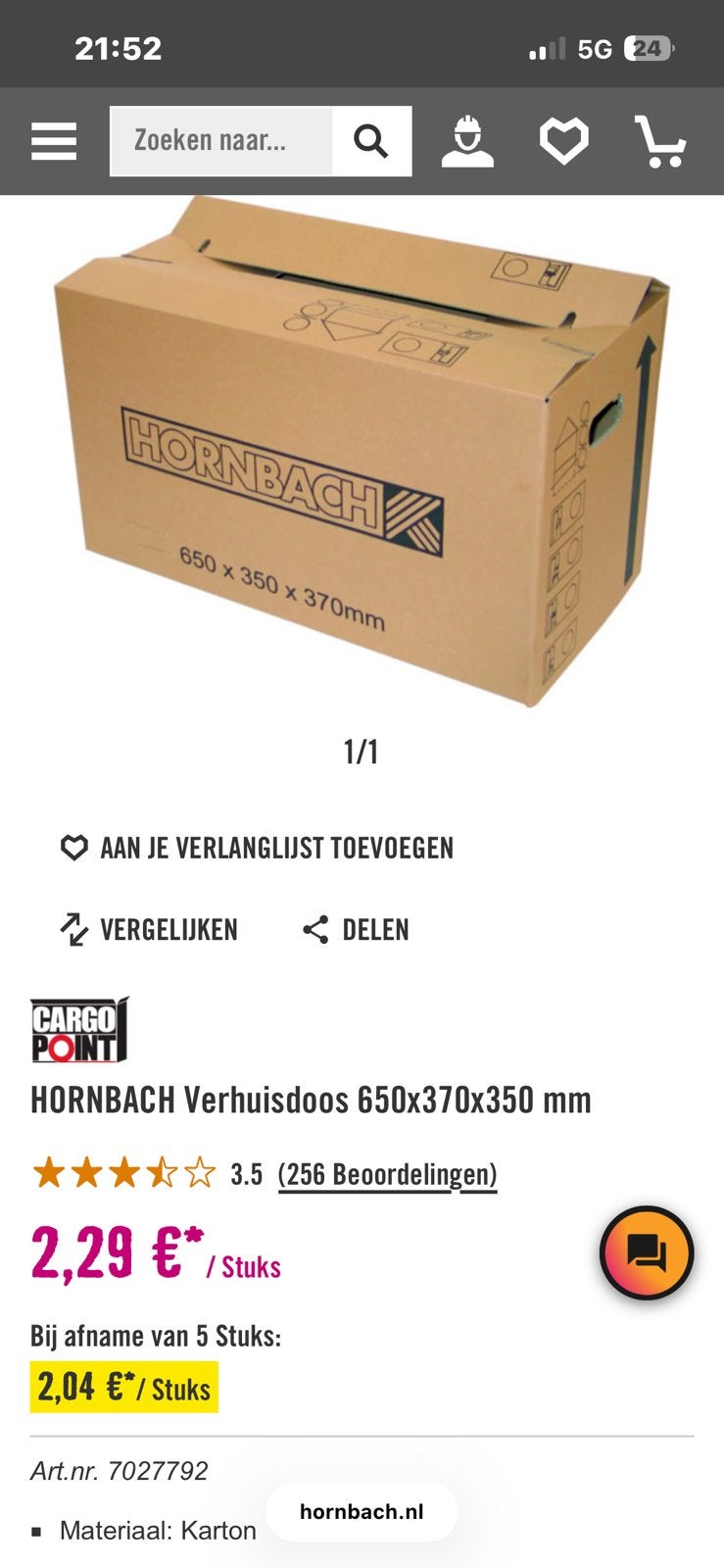 Verhuisdozen hornbach 1 keer gebruikt ongeveer 35 stuks, Ophalen, Doos, 50 tot 75 cm, Zo goed als nieuw