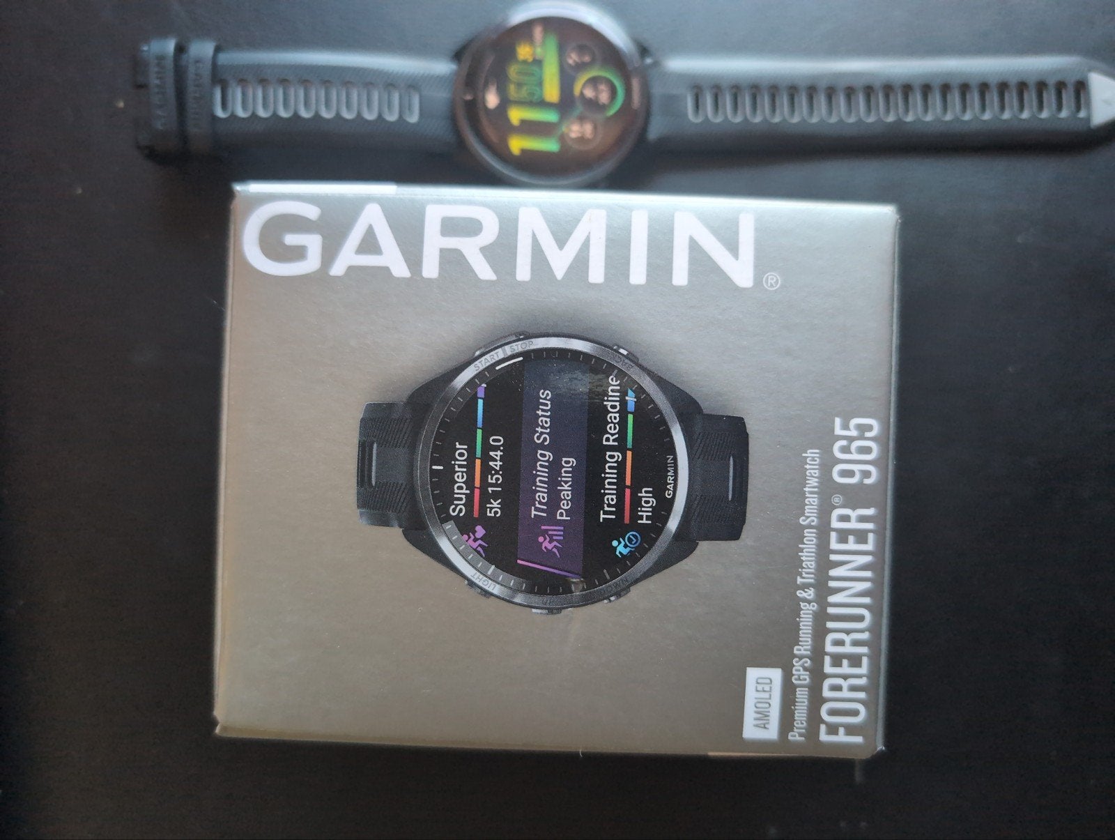 Garmin Forerunner 965, Sieraden, Tassen en Uiterlijk, Sporthorloges, Zo goed als nieuw, Android, Zwart, Afstand, Calorieverbanding