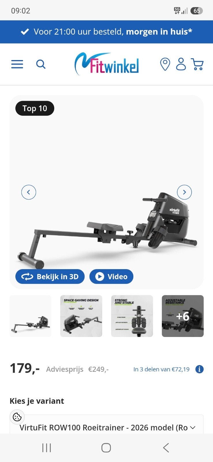 Virtufit Roeitrainer - Compact en Efficiënt, Ophalen of Verzenden, Metaal, Roeitrainer, Buik