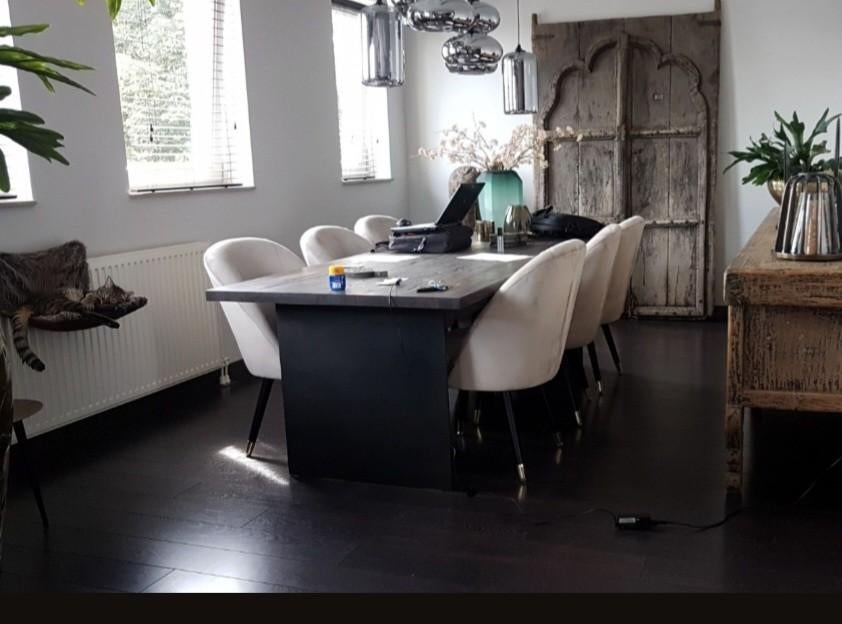 Mooie eettafel 240x100 cm met metalen poten, Huis en Inrichting, Tafels | Eettafels, Ophalen, Gebruikt, 100 tot 150 cm, 200 cm of meer