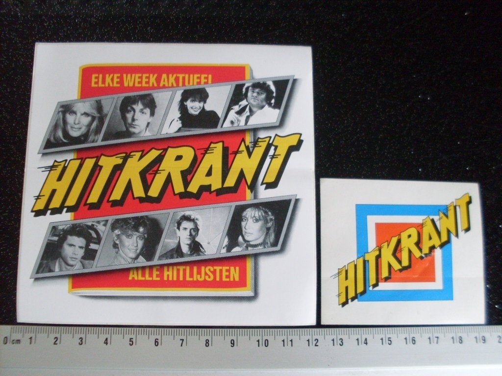 2x sticker hitkrant logo elke week aktueel alle hitlijsten, Verzenden, Zo goed als nieuw, Bedrijf of Vereniging