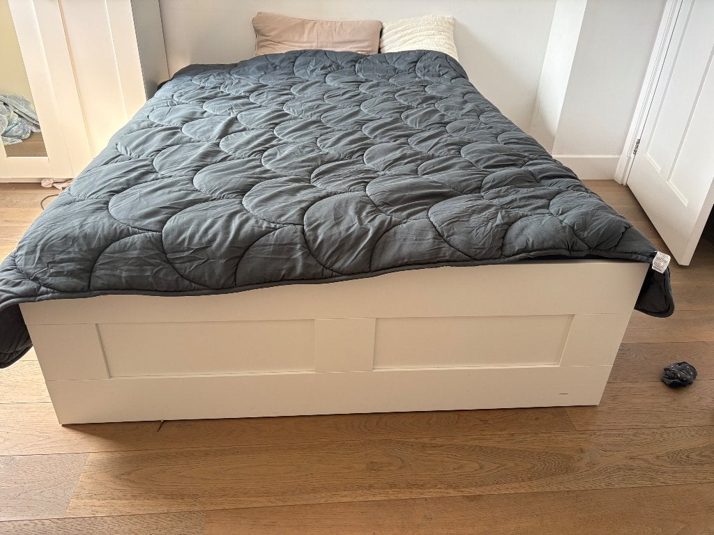 IKEA Brimnes bed 160x200 met opberglades., Ophalen, Overige materialen, Gebruikt, Wit