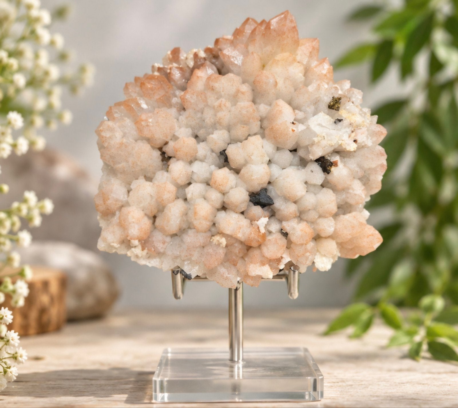 Aardbeienkwarts met Chalcopyriet & Calciet – Jiangxi, China, Verzenden