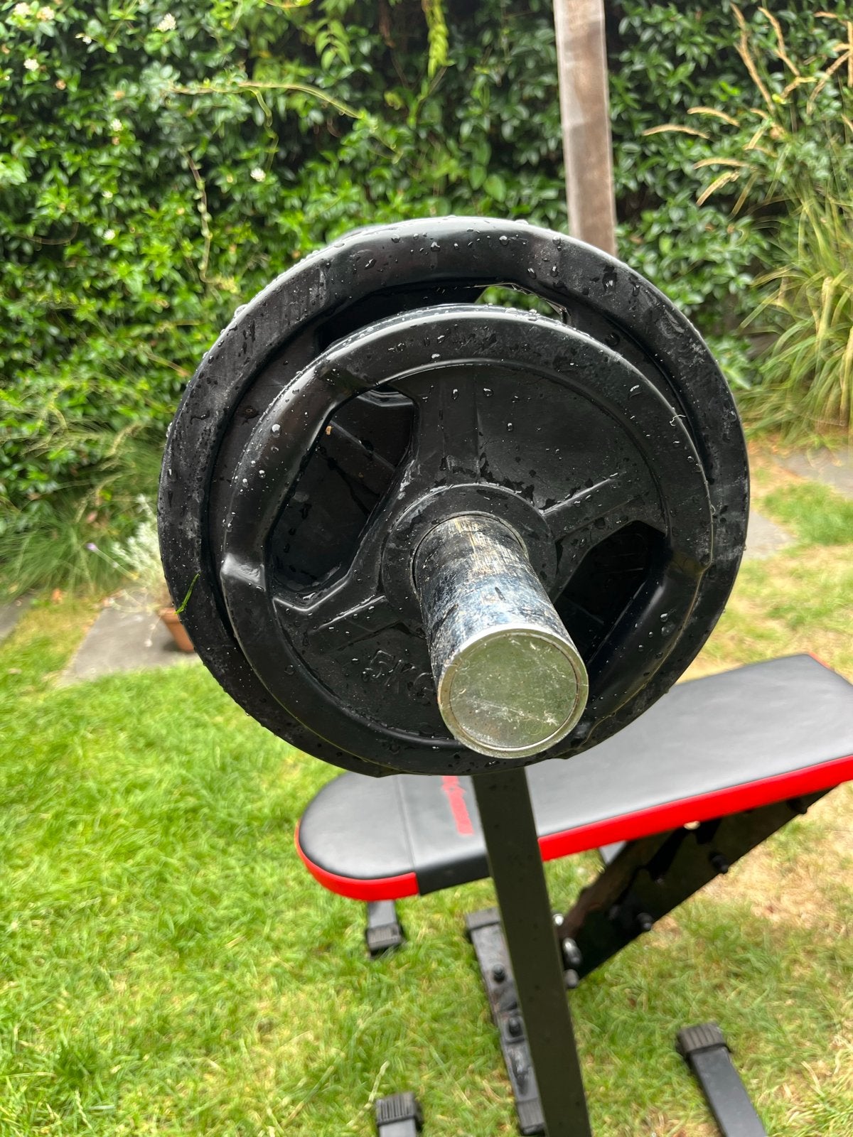 Fitnessbank met halterstang en gewichten - Marbo Sport, Sport en Fitness, Ophalen, Gebruikt, Armen, Fitnessbank