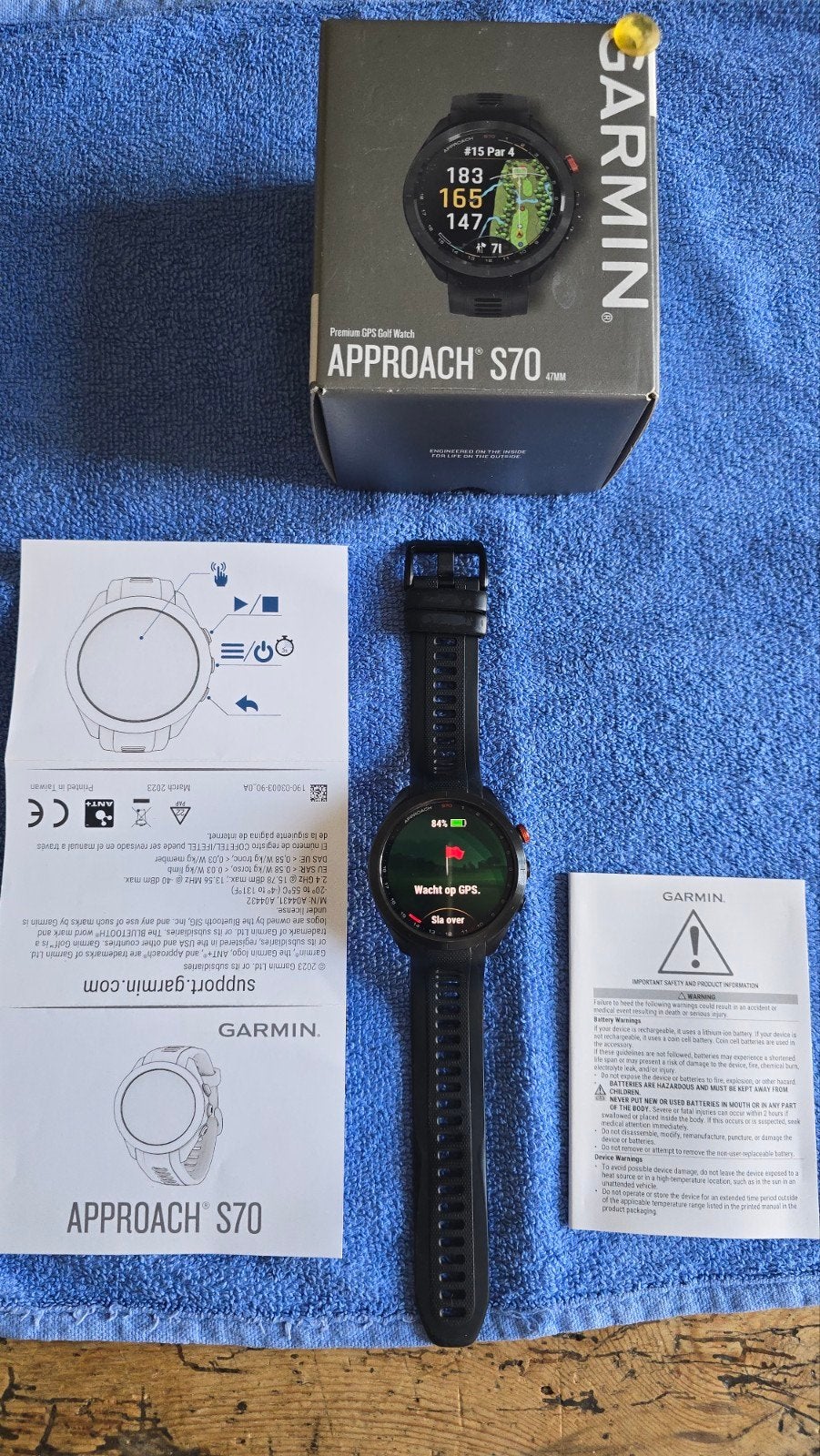 Garmin Approach S70 GPS Golfhorloge (47mm), Zwart, Garmin, Ophalen of Verzenden, Zo goed als nieuw