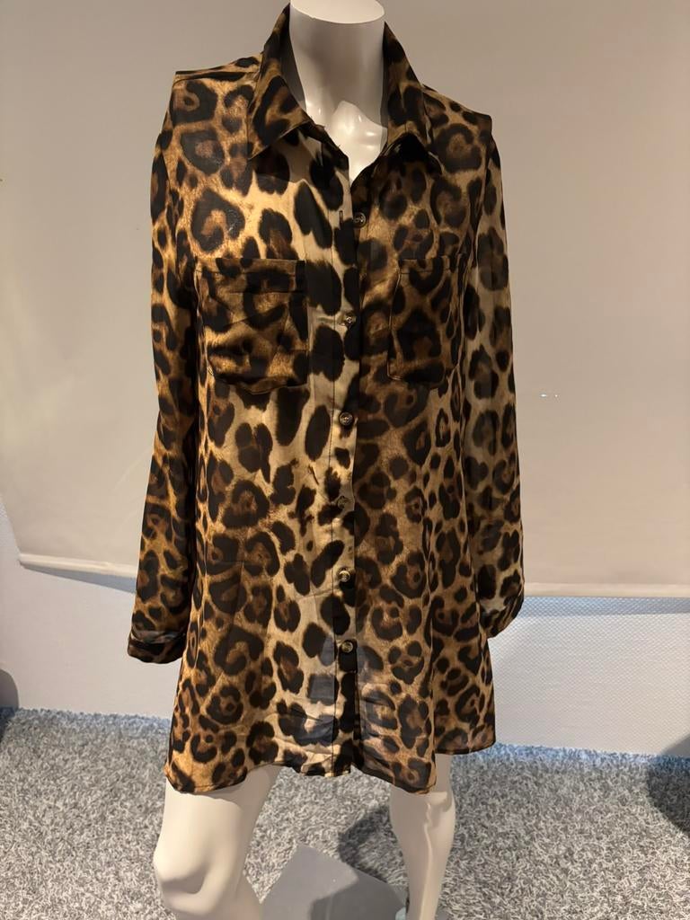 Miliana jurkje met leopard print maat m, Maat 38/40 (M), Bruin, ., Ophalen of Verzenden