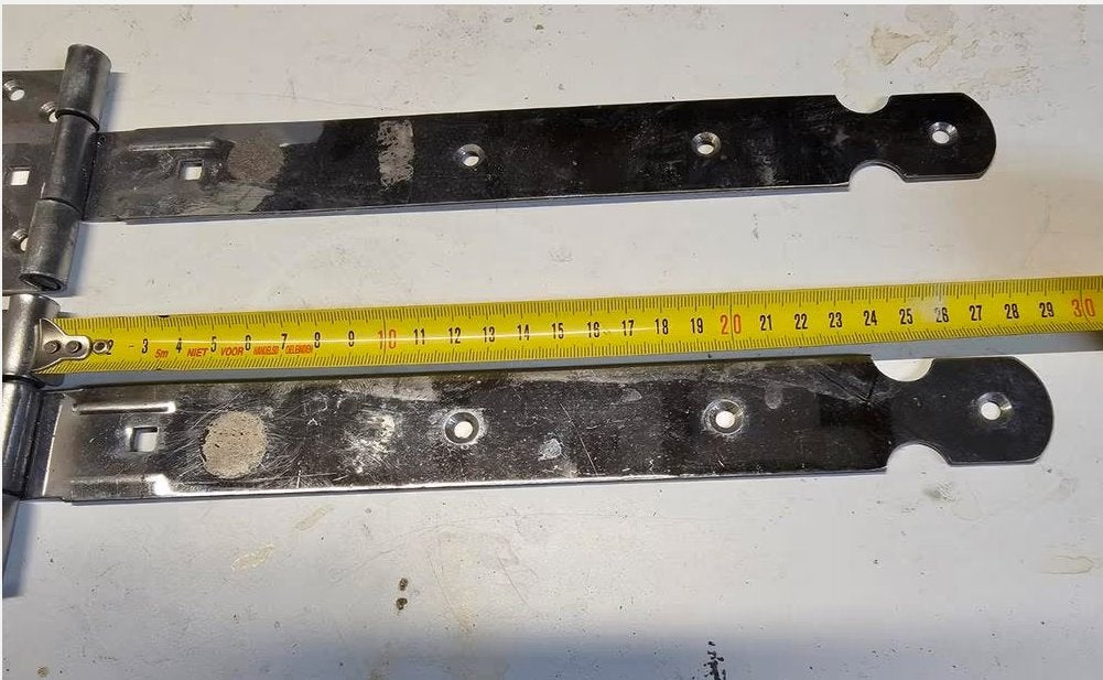 Scharnier Gehengen Kruisgeheungen nikkel-chroom Z.G.A.N., Tuin en Terras, Staal, Minder dan 100 cm, Ophalen of Verzenden, Zo goed als nieuw