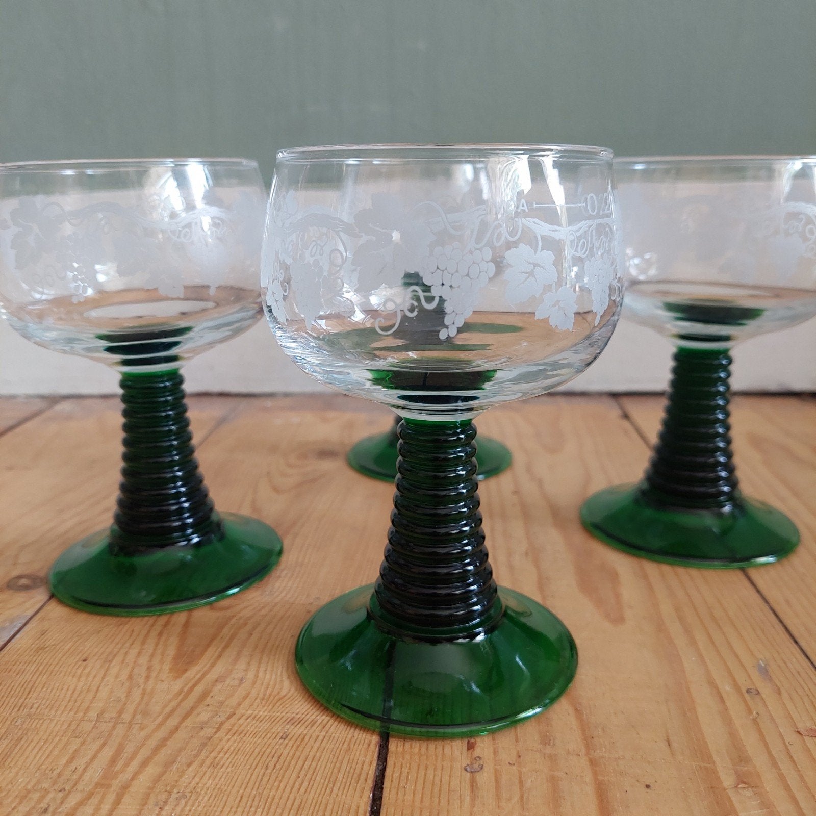 Lucky Vintage set van 4 grote roemers of moezelglazen, Verzamelen, ., Overige typen, Ophalen of Verzenden, Zo goed als nieuw