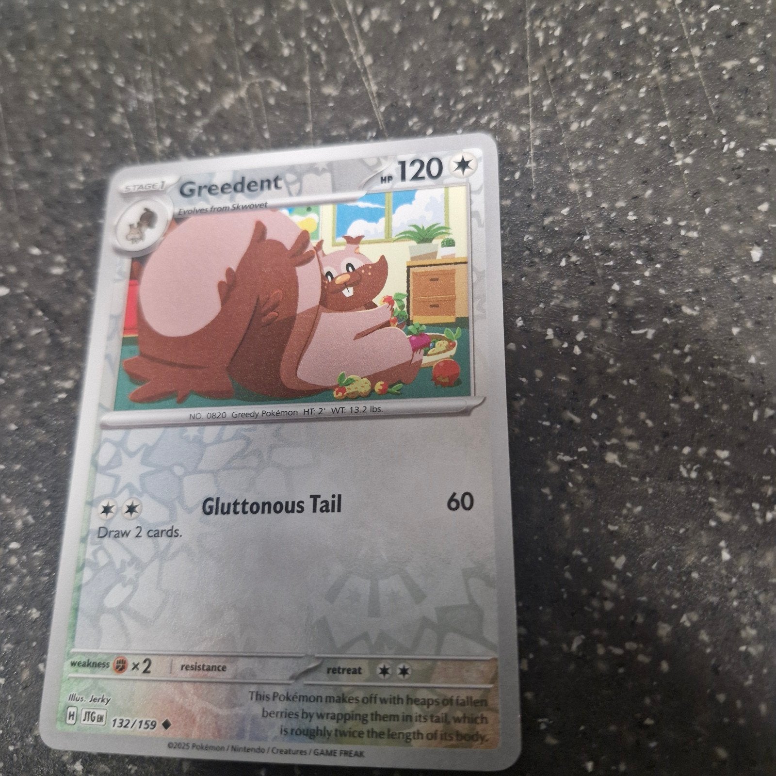 Pokémon Kaart: Greedent (132/159) - Zo goed als nieuw, Hobby en Vrije tijd, Ophalen of Verzenden, Zo goed als nieuw, Losse kaart