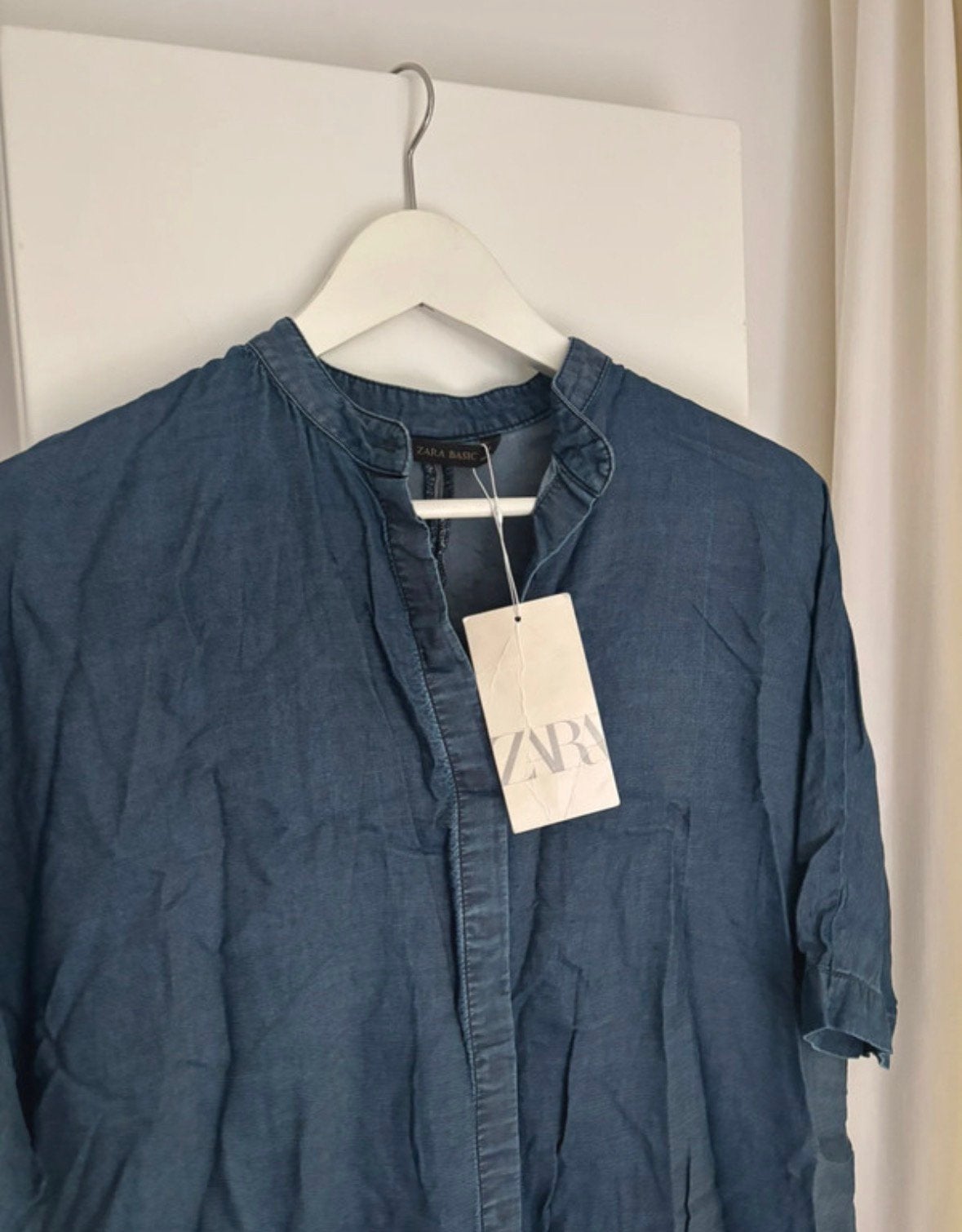 Nieuwe Zara Basic denim tuniek, overhemd, blouse jurk, S, Ophalen of Verzenden, Nieuw, Maat 38/40 (M), Blauw